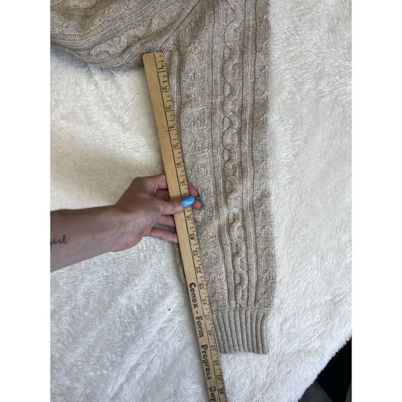 One Grey Day OGD Cashmere Blend Cable Knit Long Cardigan Oatmeal Pockets XS - Picture 6 of 10